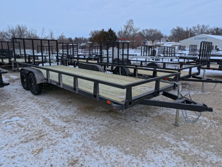 New 2026 HTC 7 x 20 Tandem Axle Steel Utility with 7,000 lb. GVWR and 4 Hole Anchor System Side Rail