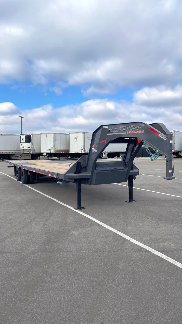 New Horizon 34' x 102" FYZ Gooseneck Flatbed Trailer w/ Hydraulic Dove, 25,9K GVWR, Spare