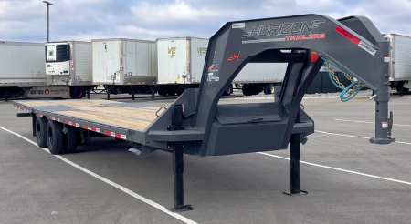 New Horizon 34' x 102" FYZ Gooseneck Flatbed Trailer w/ Hydraulic Dove, 25,9K GVWR, Spare