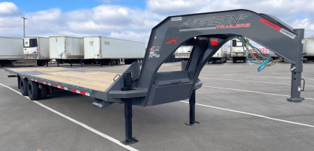 New Horizon 34' x 102" FYZ Gooseneck Flatbed Trailer w/ Hydraulic Dove, 25,9K GVWR, Spare