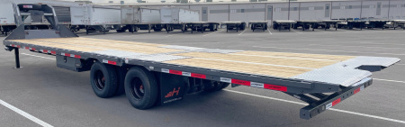 New Horizon 34' x 102" FYZ Gooseneck Flatbed Trailer w/ Hydraulic Dove, 25,9K GVWR, Spare