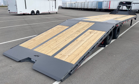 New Horizon 34' x 102" FYZ Gooseneck Flatbed Trailer w/ Hydraulic Dove, 25,9K GVWR, Spare