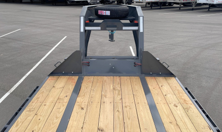 New Horizon 34' x 102" FYZ Gooseneck Flatbed Trailer w/ Hydraulic Dove, 25,9K GVWR, Spare