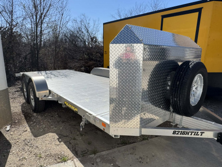 Used 2026 Aluma 18' OPEN CAR HAULER Utility Trailer TILT TRAILER WITH ROCKSHIELD & MATCHING SPARE