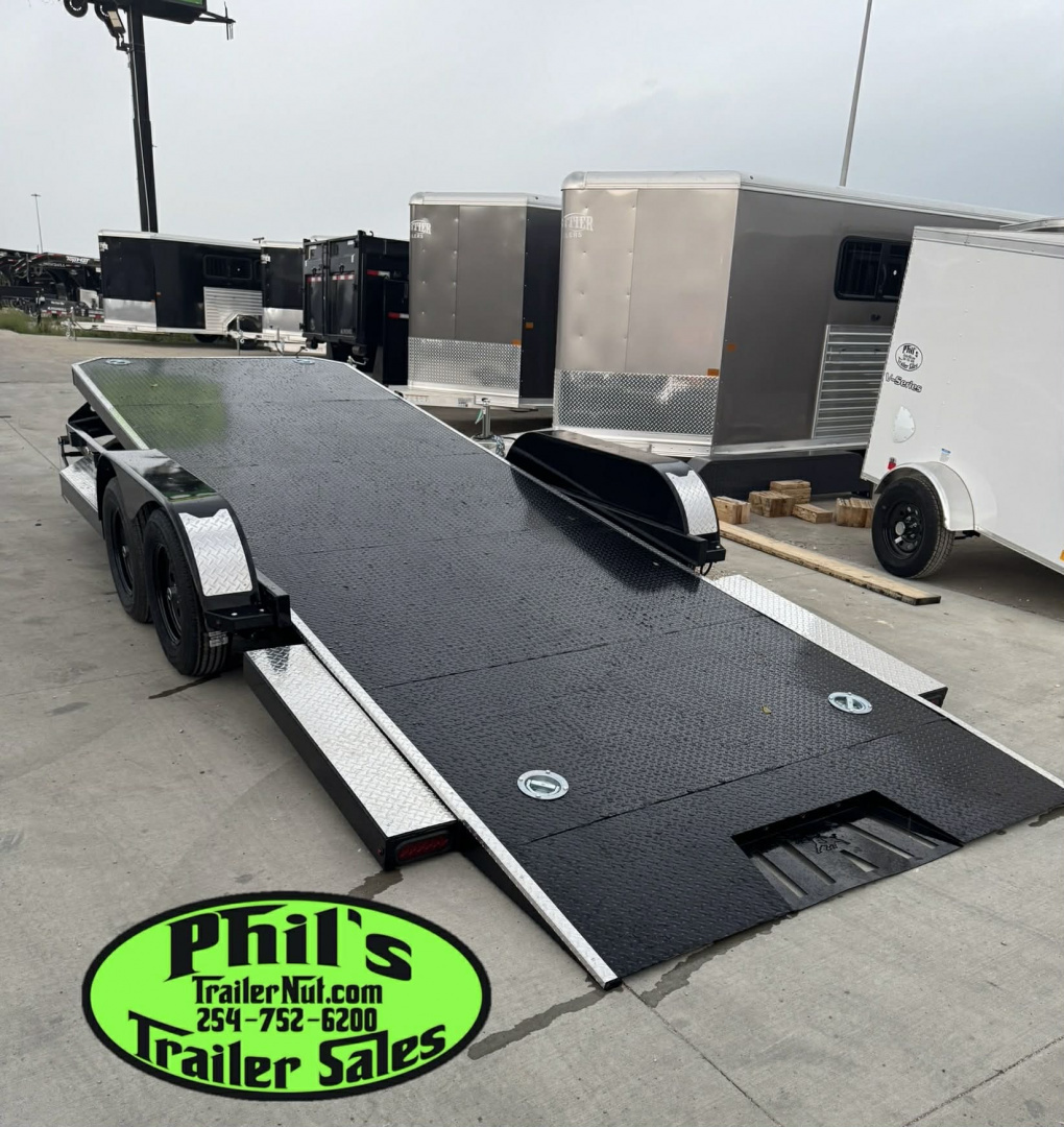 New Iron Bull 83X22 TILT TRAILER OPEN CAR HAULER STEEL DECK Equipment Trailer 5200 LB AXLES