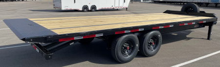 New Horizon 22' FFT Full Power Tilt Flatbed Trailer: 17K GVWR, Spare, Wireless Remote, SPARE