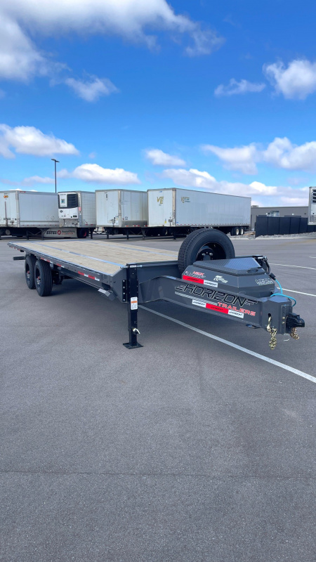 New Horizon 26' FFT Full Power Tilt Flatbed Trailer: 21K GVWR, Spare, Wireless Remote, SPARE