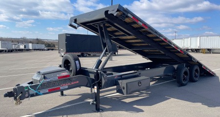 New Horizon 26' FFT Full Power Tilt Flatbed Trailer: 21K GVWR, Spare, Wireless Remote, SPARE