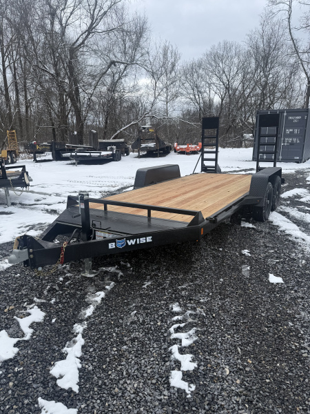 New 2026 BWISE 82x16' 10K Equipment Trailer - Hammertone Black