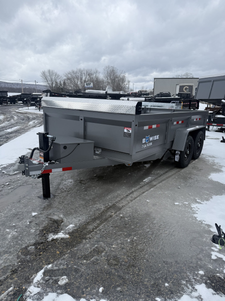 New 2026 BWise 7x14 -14K Dump Trailer - Ramps - Tarp Kit - 7 GA Floor - Hammertone Gray