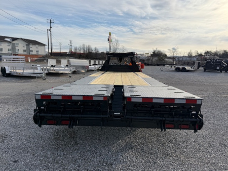 New HillCrest Gooseneck 20+5 17.6 W/ Max Ramps W/ Ratchet Rail, Locking Chain Rack, & 5 Winches/Straps