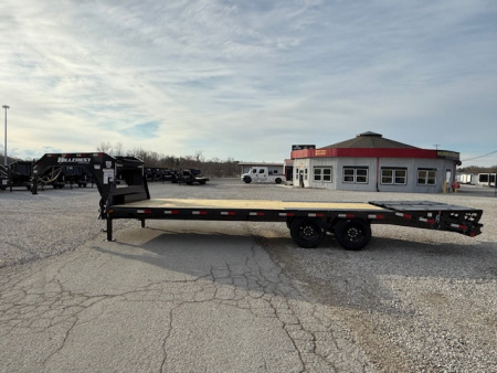 New HillCrest Gooseneck 20+5 17.6 W/ Max Ramps W/ Ratchet Rail, Locking Chain Rack, & 5 Winches/Straps