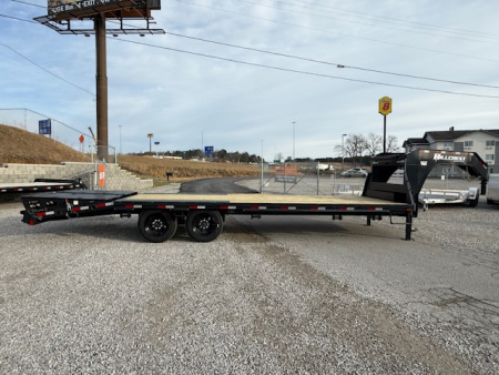 New HillCrest Gooseneck 20+5 17.6 W/ Max Ramps W/ Ratchet Rail, Locking Chain Rack, & 5 Winches/Straps