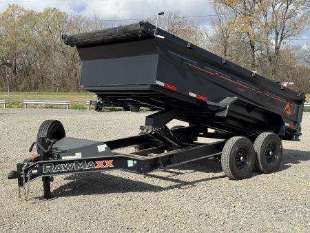 New 2026 RawMaxx GDX Knight 83X16 Dump Trailer / 8  I-BEAM FRAME / HIGH SIDES / 9 GAUGE FLOOR / TARP KIT / 14 PLY TIRES / 14K GVWR