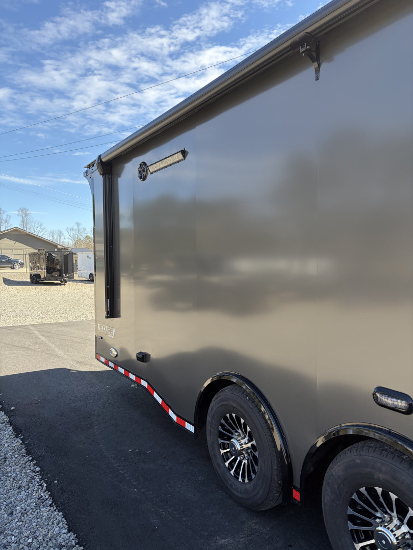 New 2026 Haulmark 34 Bathroom Race Trailer, Air Prep PKG, Awning, Polycor, Insulated, Window, 54" ALX Slide Out Step, A/C + Heat