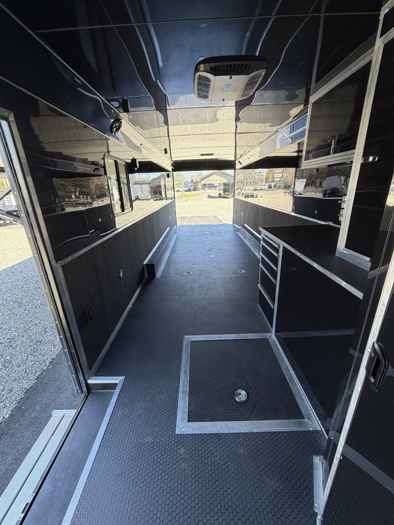 New 2026 Haulmark 34 Bathroom Race Trailer, Air Prep PKG, Awning, Polycor, Insulated, Window, 54" ALX Slide Out Step, A/C + Heat