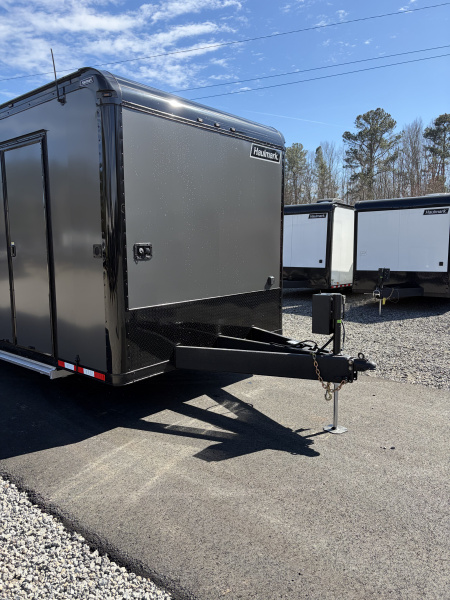 New 2026 Haulmark 34 Bathroom Race Trailer, Air Prep PKG, Awning, Polycor, Insulated, Window, 54" ALX Slide Out Step, A/C + Heat