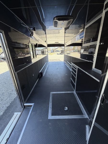 New 2026 Haulmark 34 Bathroom Race Trailer, Air Prep PKG, Awning, Polycor, Insulated, Window, 54" ALX Slide Out Step, A/C + Heat