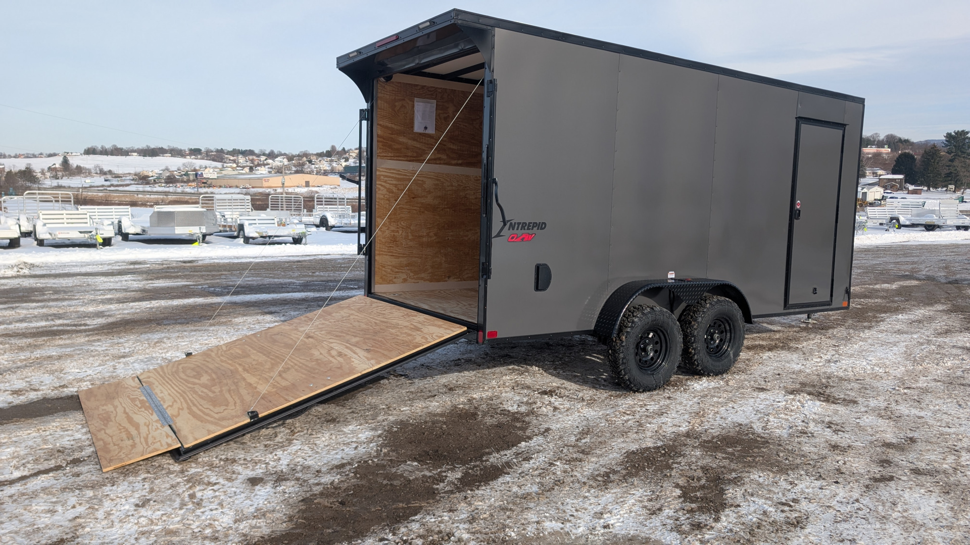 New 2026 Homesteader 7x16 Intrepid "OVERLAND" V-Nose Cargo Trailer w/ Ramp Door (84" INSIDE)
