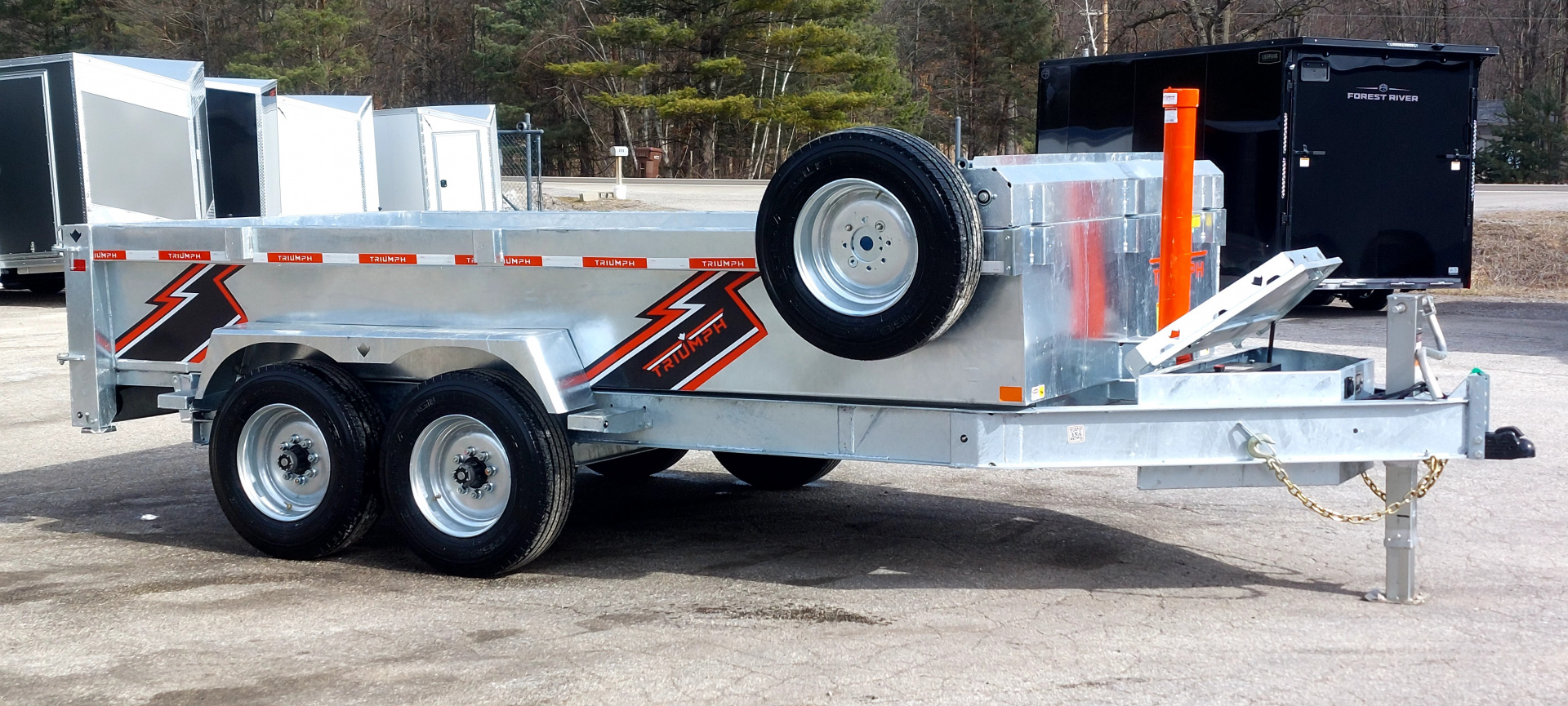 New 82 X 14 GALVANIZED DUMP 8 K AXLES SPARE INCLUDED 2026 TRIUMPH