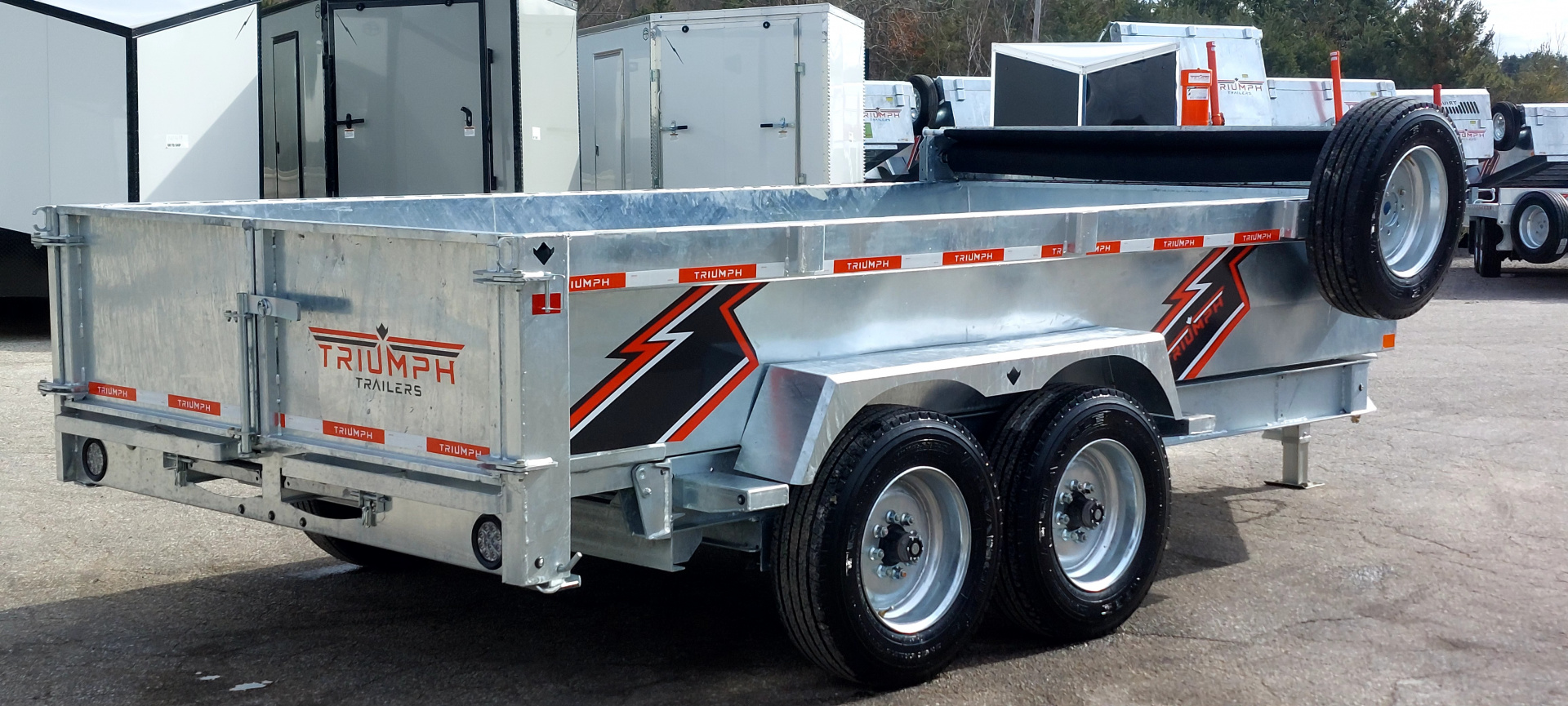 New 82 X 14 GALVANIZED DUMP 8 K AXLES SPARE INCLUDED 2026 TRIUMPH