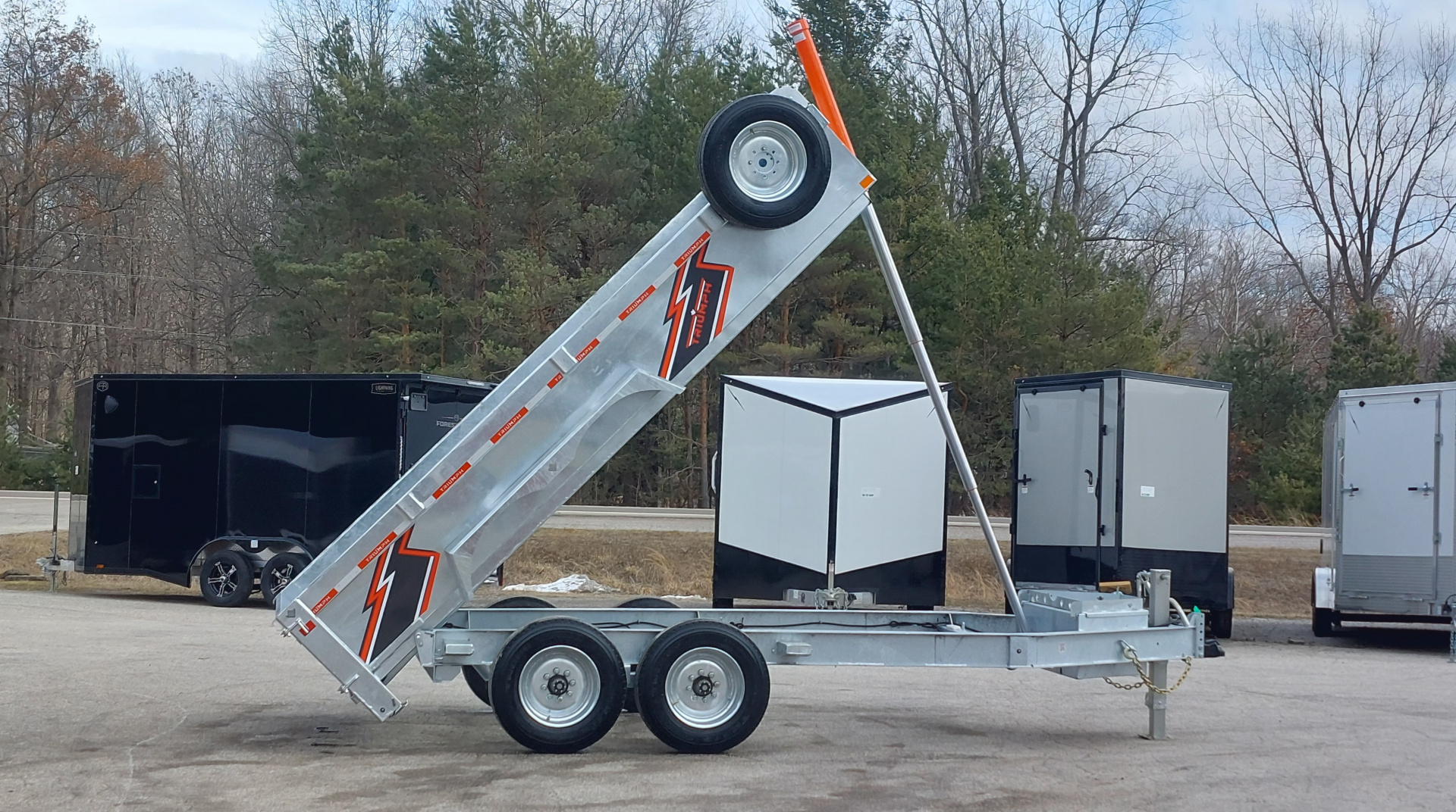 New 82 X 14 GALVANIZED DUMP 8 K AXLES SPARE INCLUDED 2026 TRIUMPH