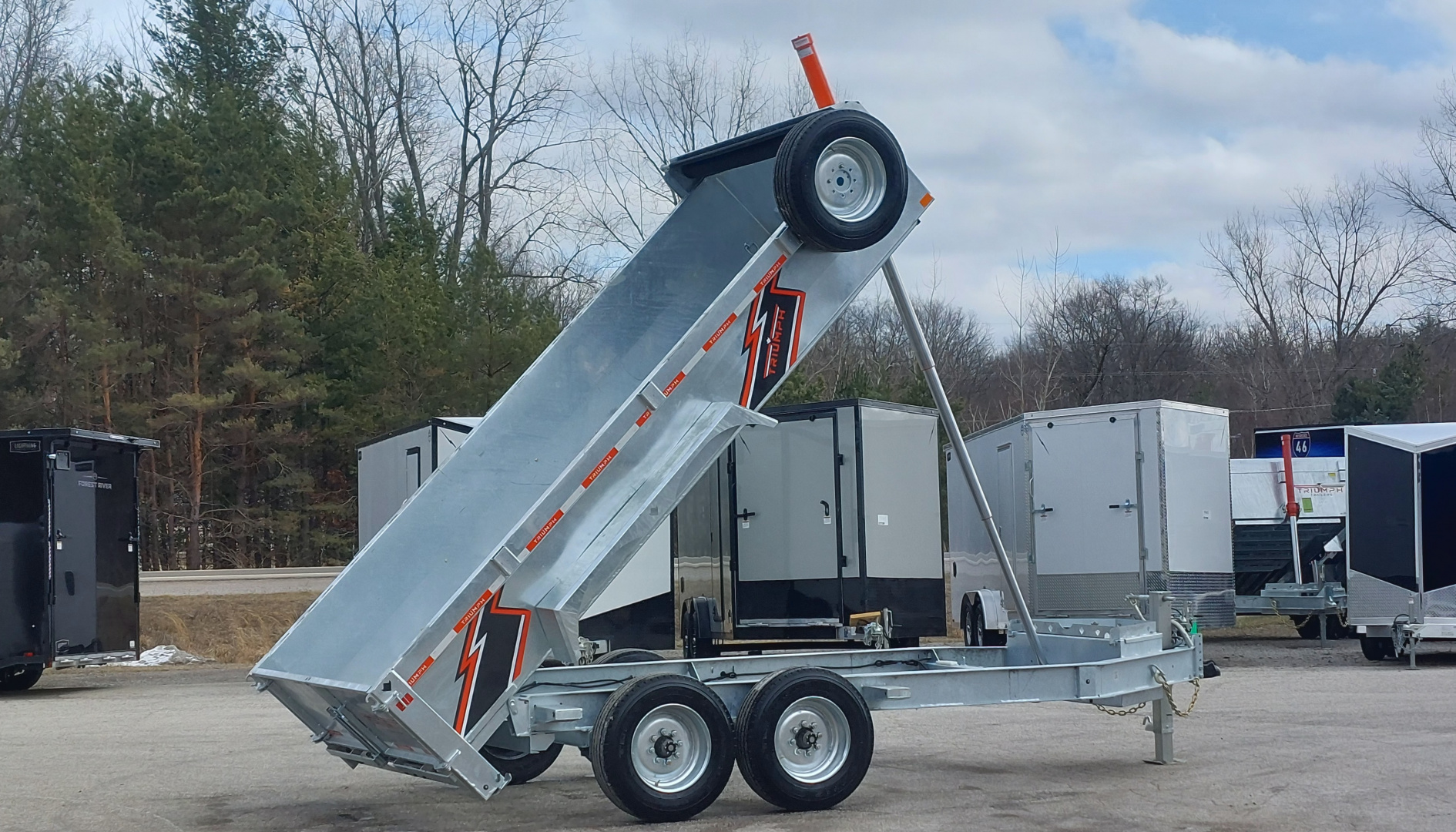 New 82 X 14 GALVANIZED DUMP 8 K AXLES SPARE INCLUDED 2026 TRIUMPH