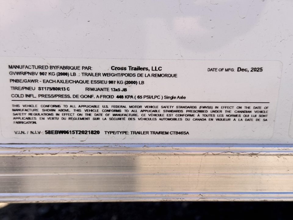 New 2026 Cross Trailers 4-6-1V Enclosed Barn Door 2K GVWR