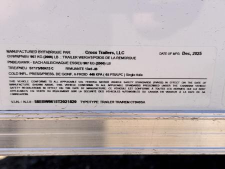 New 2026 Cross Trailers 4-6-1V Enclosed Barn Door 2K GVWR