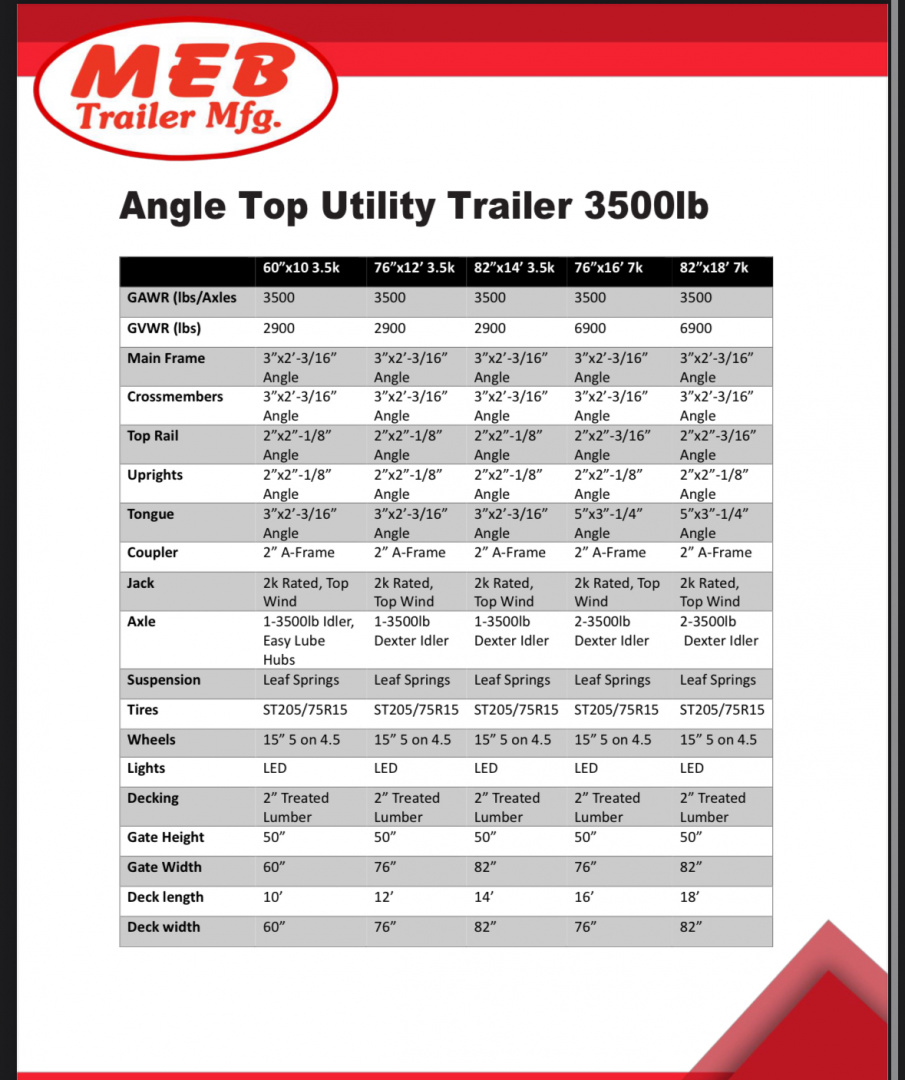 New 2026 MEB SA 77" X 14 Utility Trailer