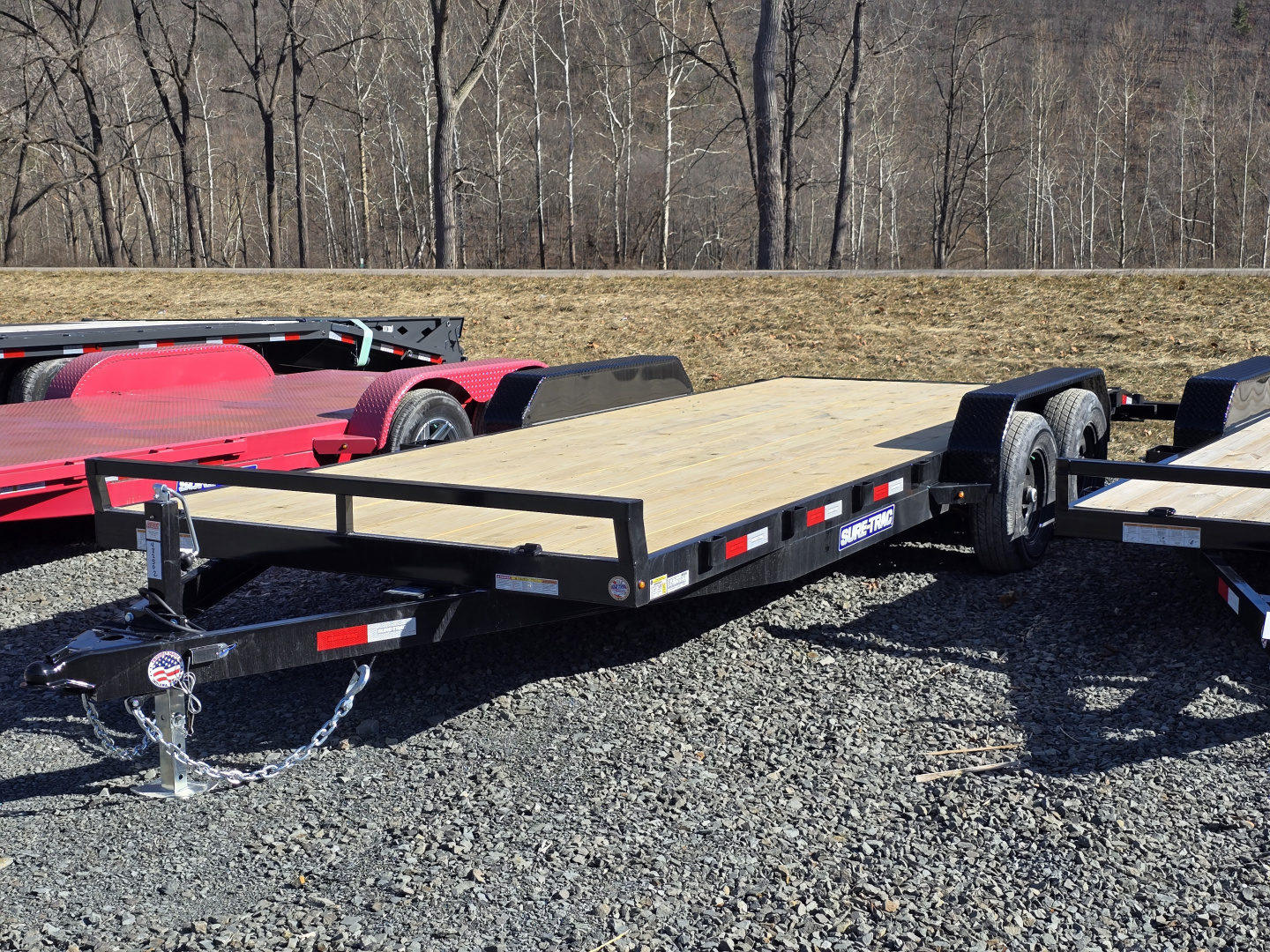 New 2026 Sure-Trac 7x18+2 Car Hauler- 2- Beavertail- Ramps- D-Ring Tie Downs- Spare Tire Carrier