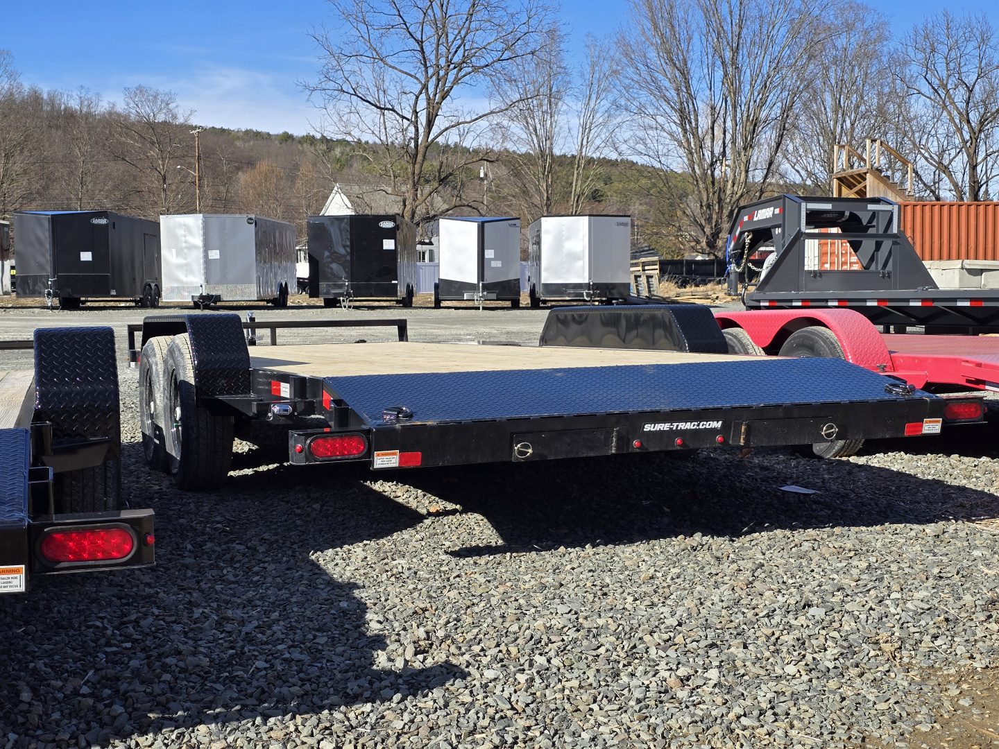 New 2026 Sure-Trac 7x18+2 Car Hauler- 2- Beavertail- Ramps- D-Ring Tie Downs- Spare Tire Carrier