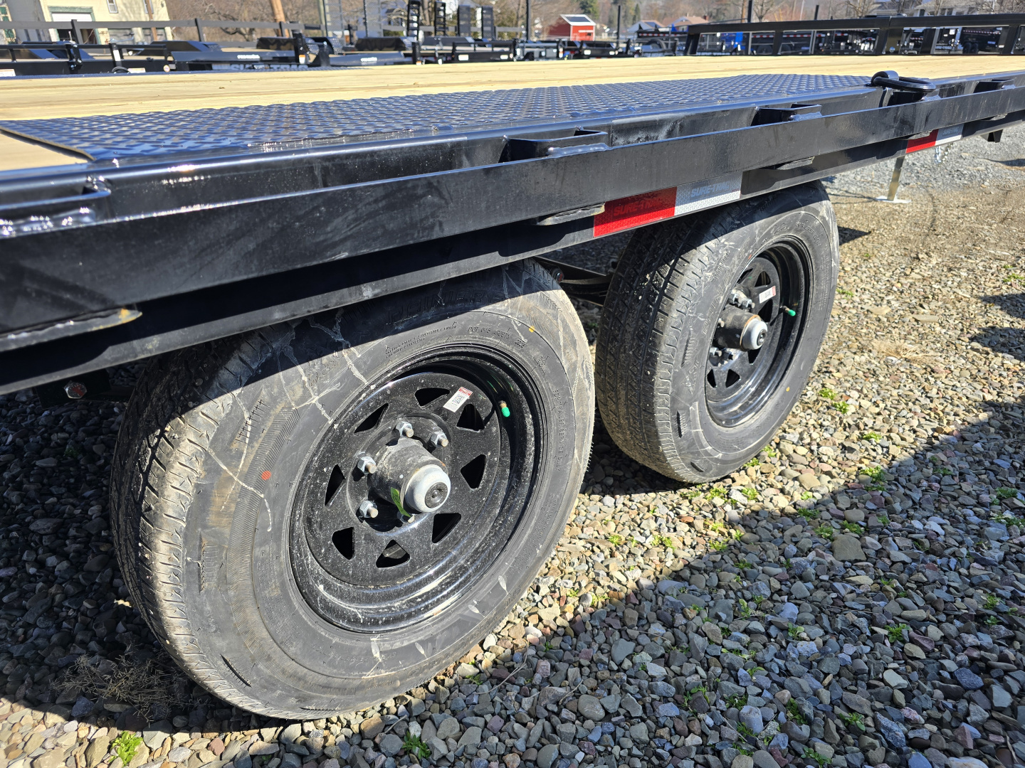 New 2026 Sure-Trac 8.5x20 10K Low Profile Flatbed Deckover- HD Tube Bulkhead- Diamond Plate Deckover Wheels- Stake Pockets and Rub Rails- Spare Tire Carrier- Pressure Treated Decking