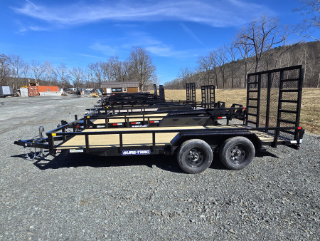 New 2026 Sure-Trac 7x16 7K Utility Trailer- Reinforced 5' Ladder Gate- Lay Flat Gate- Self Retaining Gate Pins- Spare Tire Carrier- Pressure Treated Decking- LED Lighting