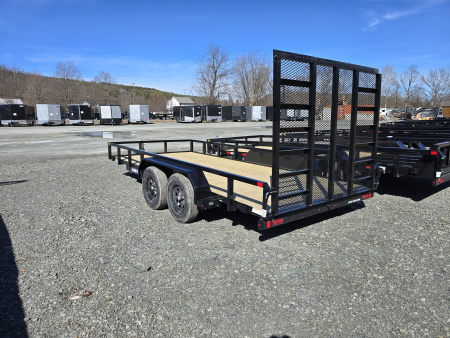 New 2026 Sure-Trac 7x16 7K Utility Trailer- Reinforced 5' Ladder Gate- Lay Flat Gate- Self Retaining Gate Pins- Spare Tire Carrier- Pressure Treated Decking- LED Lighting