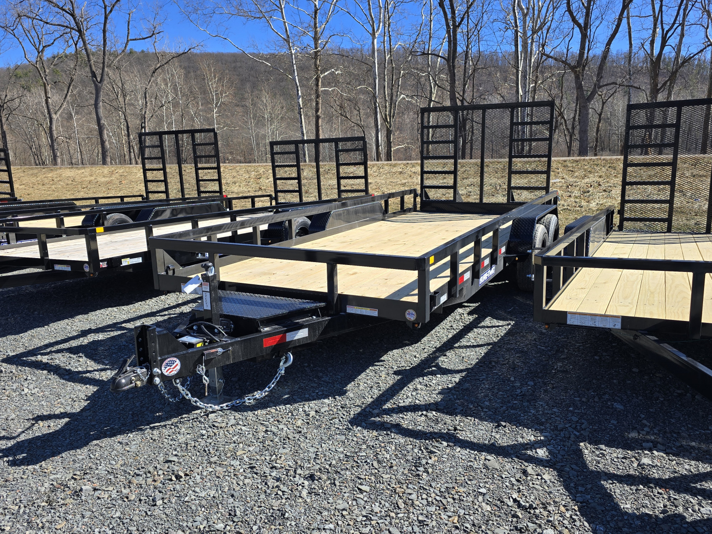 New 2026 Sure-Trac 7x18 10K Utility Trailer- 5' Reinforced Contractor Gate- Lay Flat Gate- Self Retaining Gate Pins- Spare Tire Carrier- Toolbox