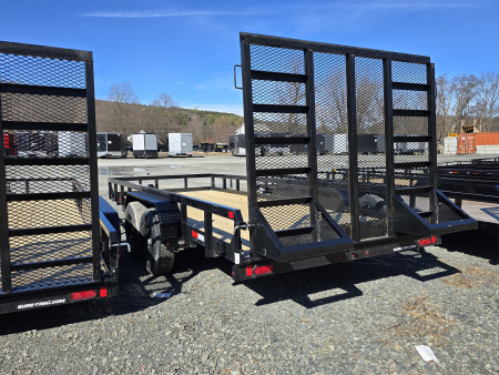 New 2026 Sure-Trac 7x18 10K Utility Trailer- 5' Reinforced Contractor Gate- Lay Flat Gate- Self Retaining Gate Pins- Spare Tire Carrier- Toolbox