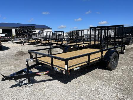 New 2026 H&H Black 82 x12' 3k Rail Side Utility Trailer