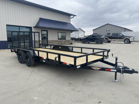 New 2026 H&H Black 82 x18' 7k Rail Side Utility Trailer