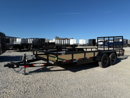 New 2026 H&H Black 82 x18' 10k Rail Side Utility Trailer