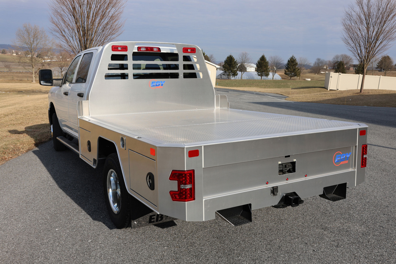 New EBY "FREE COUNTRY" 9' x 94" Skirted Flatbed - Dual Wheel Truck