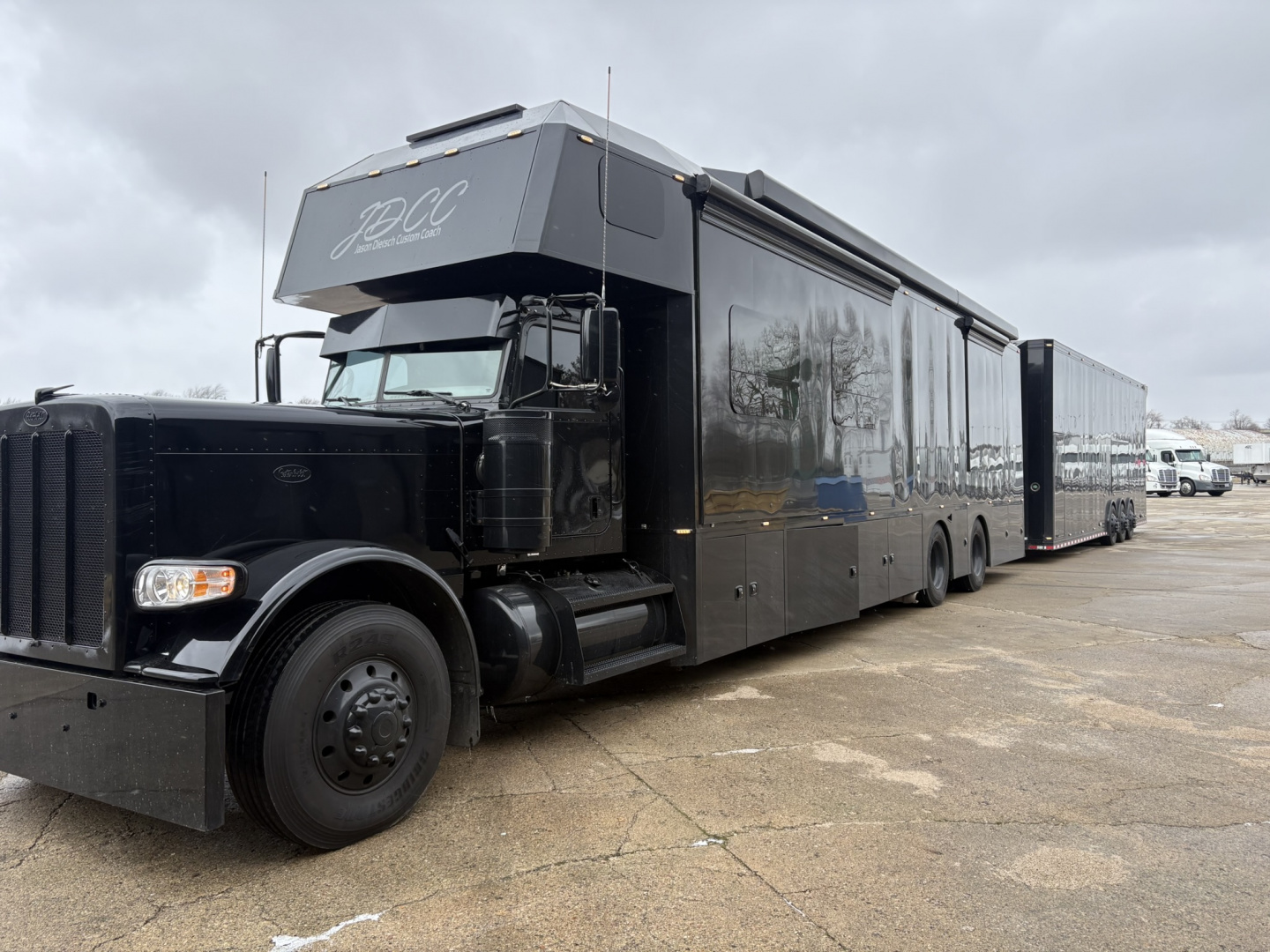 Used 2024 JDCC 46' Peterbilt Custom Coach & 38' 3 Car Stacker w/ Internal rear door lift Package $1,299,999.00