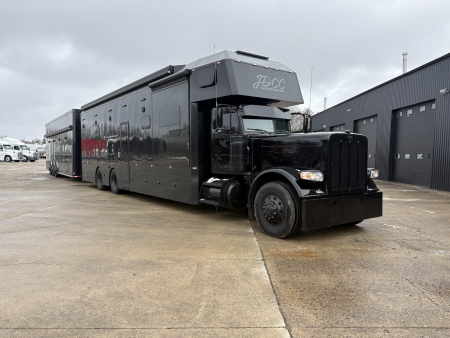 Used 2024 JDCC 46' Peterbilt Custom Coach & 3 Car Stacker w/ Internal rear door lift