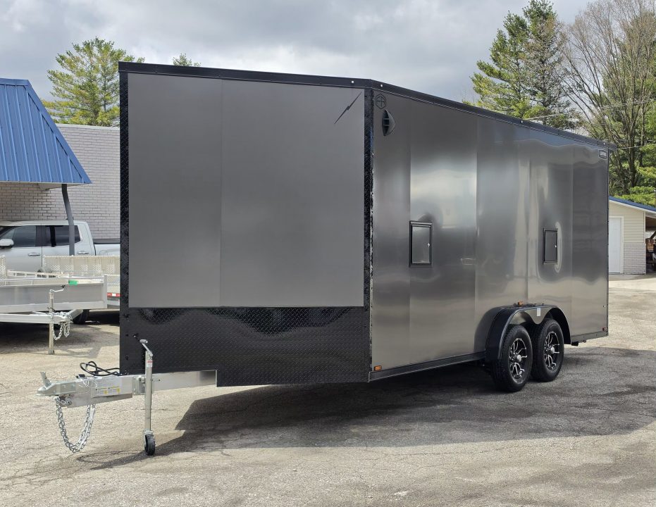 New 7.5 X 18 +5' V-NOSE SNOWMOBILE ENCLOSED POLY COMPOSITE EXTERIOR ALL ALUMINUM LIGHTNING
