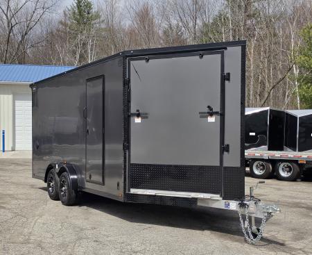 New 7.5 X 18 +5' V-NOSE SNOWMOBILE ENCLOSED POLY COMPOSITE EXTERIOR ALL ALUMINUM LIGHTNING