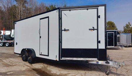 New 7.5 X 18 + 5' V-NOSE SNOWMOBILE ENCLOSED ALL ALUMINUM LIGHTNING 2026