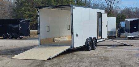 New 7.5 X 18 + 5' V-NOSE SNOWMOBILE ENCLOSED ALL ALUMINUM LIGHTNING 2026