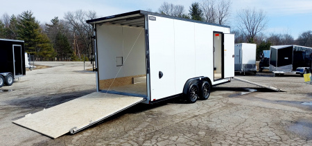 New 7.5 X 18 + 5' V-NOSE SNOWMOBILE ENCLOSED ALL ALUMINUM LIGHTNING 2026