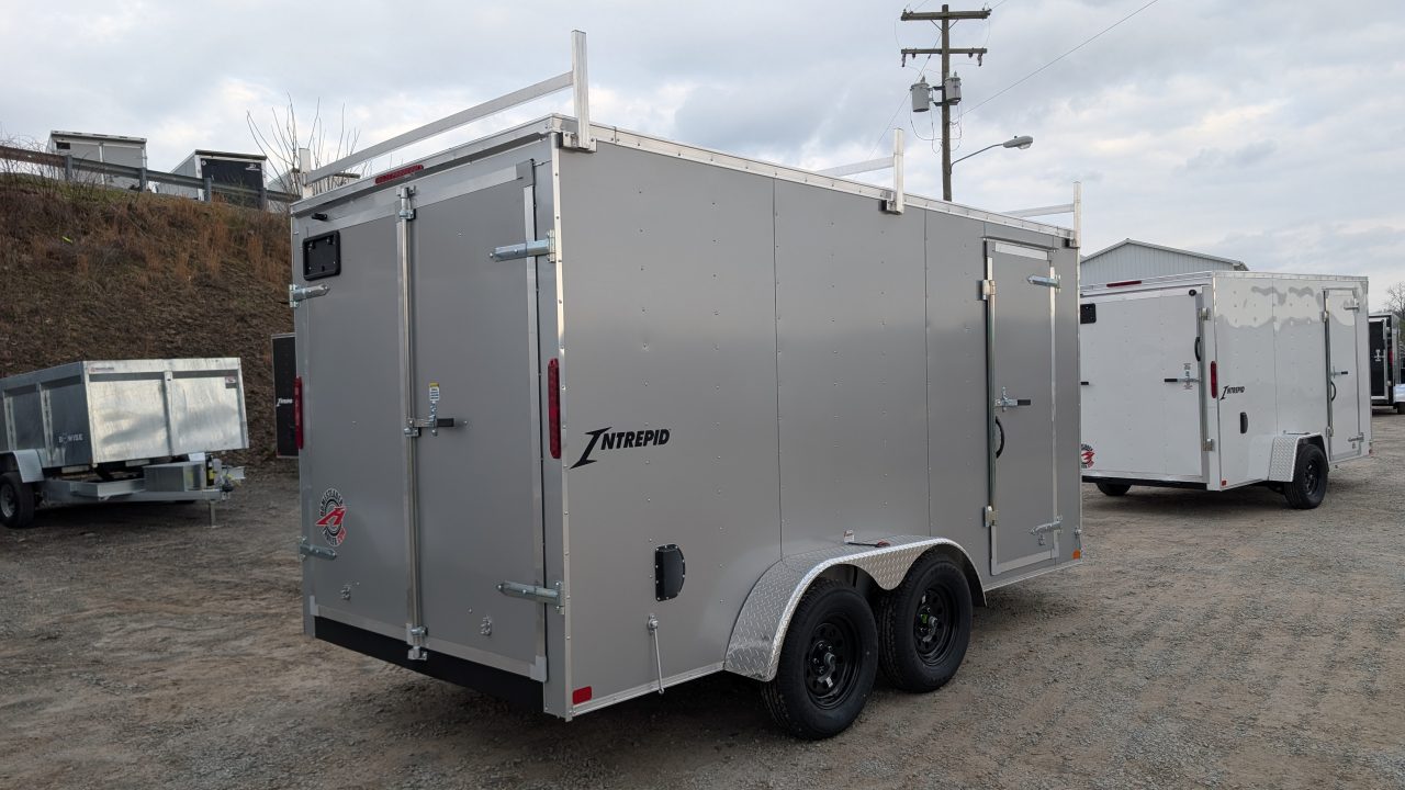 New 2026 Homesteader 7x16 Intrepid V-Nose Contractor Cargo Trailer w/ Rear Barn Doors & Ladder Racks