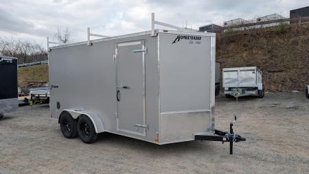 New 2026 Homesteader 7x16 Intrepid V-Nose Contractor Cargo Trailer w/ Rear Barn Doors & Ladder Racks